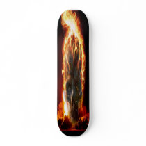 Flaming skull skateboard