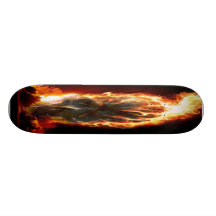 Flaming skull skateboard