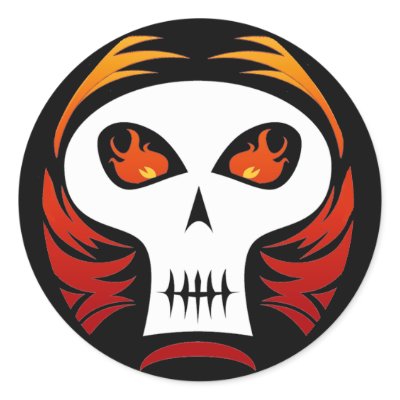Flaming Skull stickers by tshirtfun