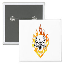 Flaming Skull Tattoo buttons