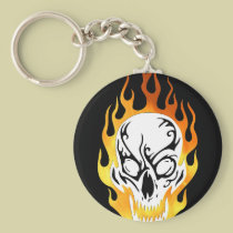 Flaming Skull Tattoo keychains