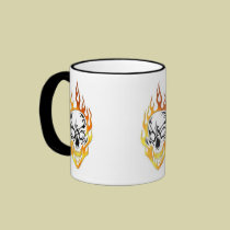Flaming Skull Tattoo mugs