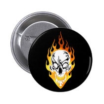 Flaming Skull Tattoo buttons