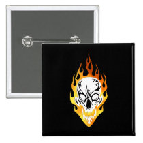 Flaming Skull Tattoo buttons
