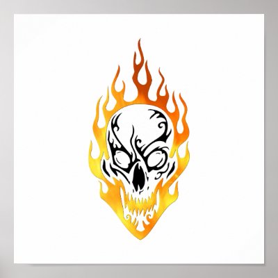 Flaming Skull Tattoo Poster by