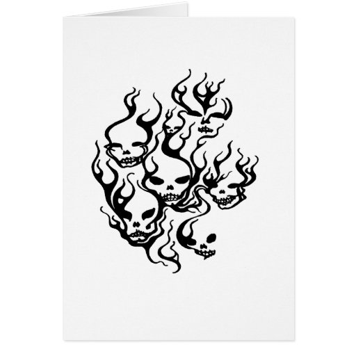 Flaming Skulls-blk Cards