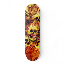 Flaming skulls Skateboard