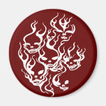 Flaming Skulls-white Refrigerator Magnets