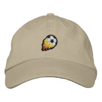 Flaming Soccer Ball embroidered hats by ZazzleEmbroidery Flaming Soccer Ball embroidered hats