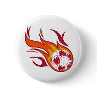 Flaming Soccer Football Button button