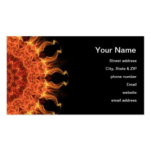 Flaming Sun Business Card Template (back side)