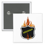 Flaming Tattoo Police Badge Buttons