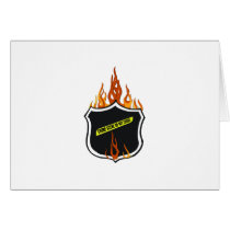 Flaming Tattoo Police Badge Greeting Card