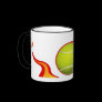 flaming tennis ball products mug