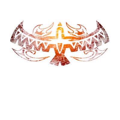 Flaming Thunderbird Tribal Tattoo T Shirt by valadorstudios