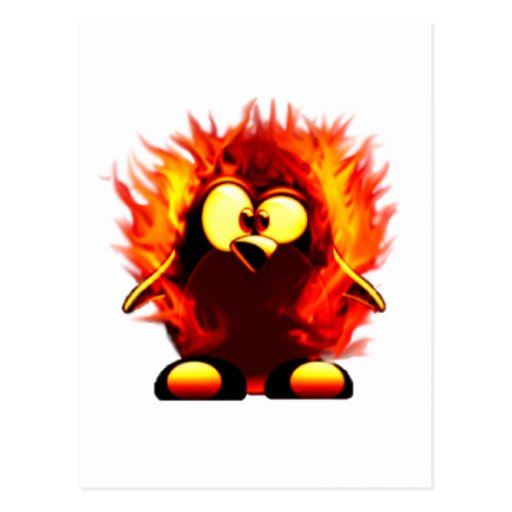 Flaming Tux (Penguin Torch) Post Card