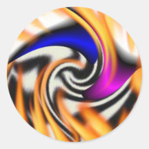 FLAMING TWIST ROUND STICKER