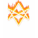Flaming Unicursal Hexagram T-Shirt by heathcraft Flaming Unicursal Hexagram T-Shirt