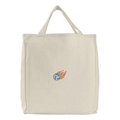 Flaming Volleyball Embroidered Tote Bags Flaming Volleyball Embroidered Tote Bags