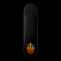 Flaming Volleyball Skateboard by VolleyballTees Flaming Volleyball Skateboard