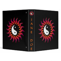 Flaming Yin Yang Sun Customizable Binder