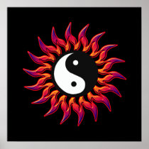 Flaming Yin Yang Sun Posters