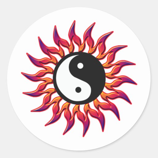 Flaming Yin Yang Sun Classic Round Sticker Zazzle