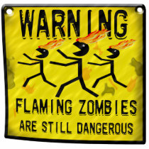 Flaming Zombies Warning 2-Sided Wmn's Dark Shirts