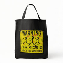 Flaming Zombies Warning Dark Bags