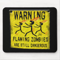 Flaming Zombies Warning Mousepad