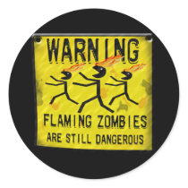 Flaming Zombies Warning Stickers by wingedturtle Flaming Zombies Warning Stickers