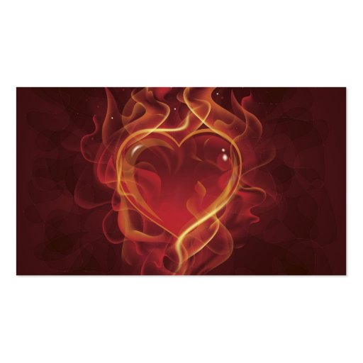FlamingHeart fire dark red love flames heart shape Business Card (back side)