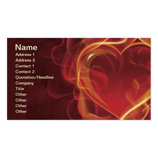 FlamingHeart fire dark red love flames heart shape Business Card (front side)