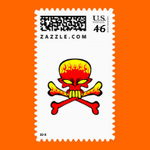 flamingl skull and crossbones  postage