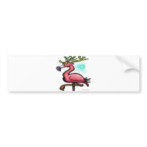 Flamingo Christmas Reindeer bumper stickers