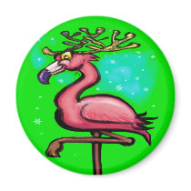 Flamingo Christmas Reindeer magnets by FunGraphix Flamingo Christmas Reindeer magnets