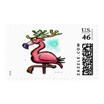Flamingo Christmas Reindeer postage