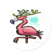Flamingo Christmas Reindeer stickers by FunGraphix Flamingo Christmas Reindeer stickers