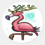 Flamingo Christmas Reindeer Sticker