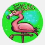 Flamingo Christmas Reindeer Stickers