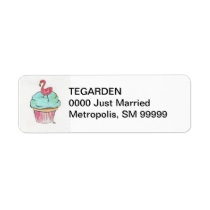 Flamingo Cupcake Return Address Label