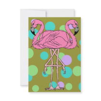 Flamingo Dots Retro Save The Date Announcements