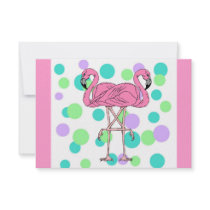 Flamingo Dots Retro Save The Date Announcements
