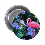 Flamingo in the Petunia Bed Button