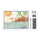 Flamingo Island art by Wendy C. Allen Postage Stamp