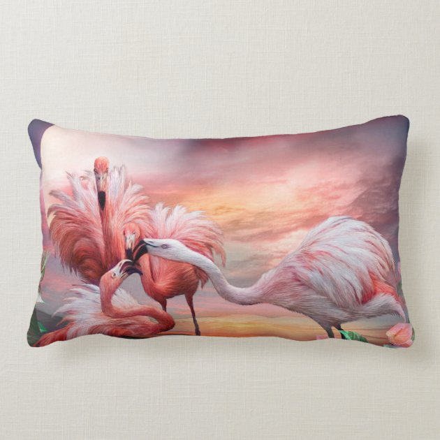 Flamingo Kiss Art Decorator Pillow