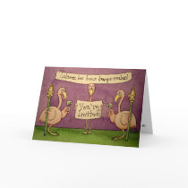 Flamingo Line Invite Invitation Card Mardi Gras