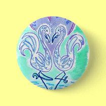Flamingo Love (blue) buttons