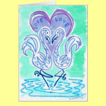 Flamingo Love (blue) cards