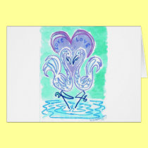 Flamingo Love (blue) cards